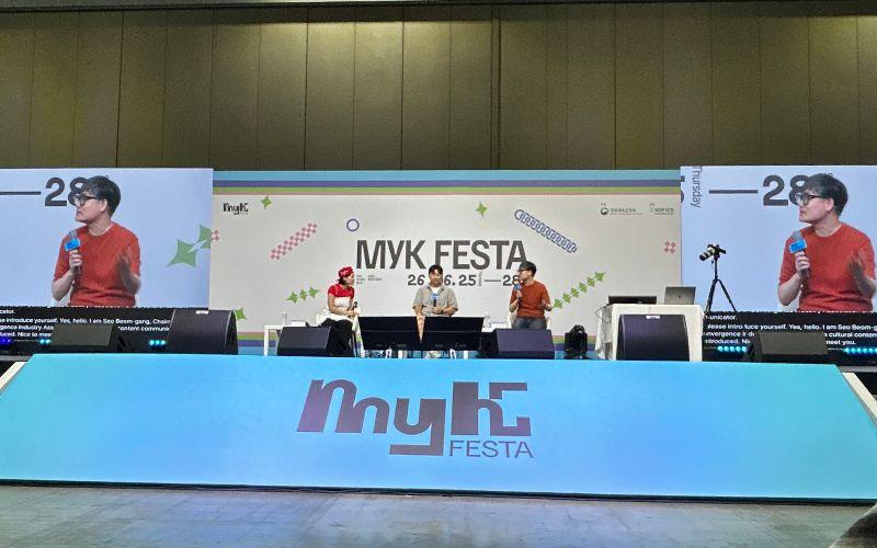 Sesi diskusi MyK Voice bertajuk From Panel to Planet: How K-Webtoons Went from a Single Frame to a Global Phenomenon digelar bersama Ju Dong-geun, Lee Eun-ji, dan Seo Beom-gwang pada tanggal 27 Juni 2026 di KINTEX, Goyang 