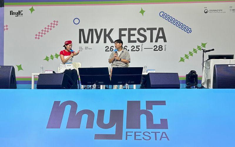 Sesi MyK Voice di MyK Festa pada hari Sabtu (27/6/2026) di KINTEX menghadirkan kreator All of Us Are Dead, Ju Dong-geun, yang membahas perkembangan webtun Korea sebagai fenomena global. 