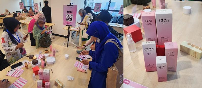 Peserta K-Beauty Market Test mencoba berbagai produk kecantikan Korea dan mengisi formulir evaluasi dalam K-Beauty Gateway Indonesia: K-Beauty Market Test yang digelar pada tanggal 3 Juli 2026 di KOSME, Jakarta.  