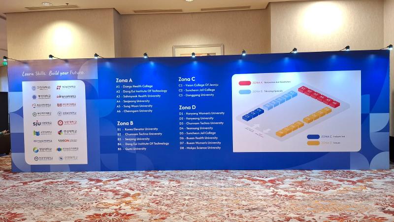 Susunan stan 22 universitas pada Pameran Pendidikan Tinggi Politeknik Korea 2026 tanggal 5 Juli 2026 di Jakarta terbagi ke dalam 4 zona berdasarkan bidang jurusannya. 