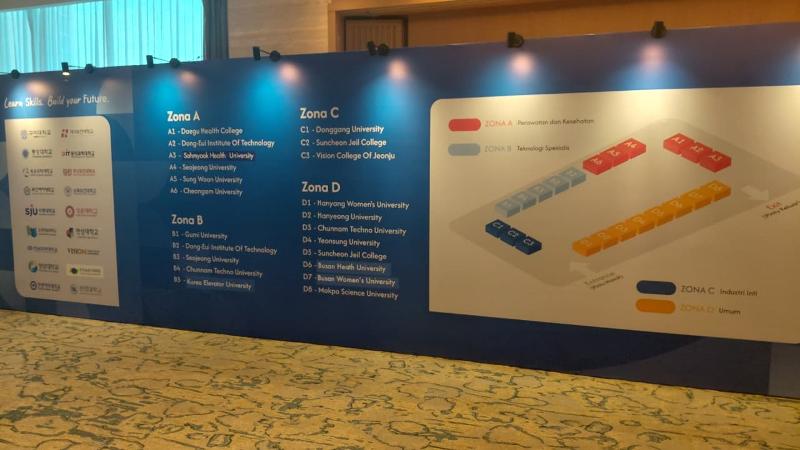 K-Study to Career Education Fair 2026 yang digelar pada hari Jumat (3/7/2026) di Kota Surabaya dibagi menjadi empat zona berdasarkan bidang studi. (Vivin Mujanah) 