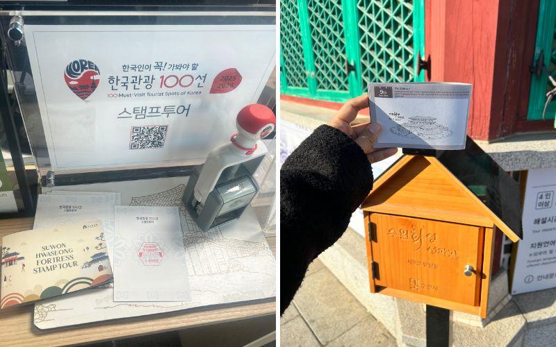 Tur stempel Benteng Hwaseong yang berisi cap dari berbagai lokasi bersejarah di kawasan Suwon ini mengajak pengunjung menjelajahi 10 destinasi budaya dan sejarah di sekitar benteng. Foto di atas dipotret pada November 2025. 