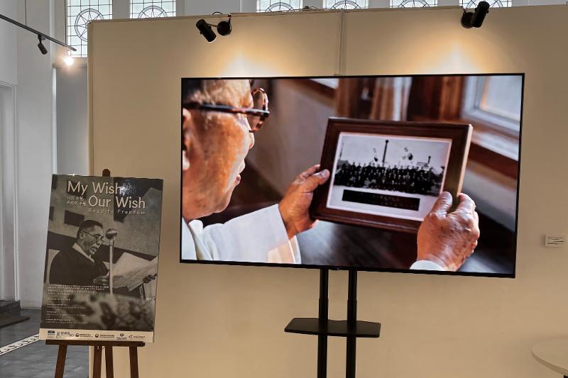Pemutaran video singkat tentang kisah Kim Koo yang ditampilkan dalam pameran My Wish, Our Wish: Road to Freedom pada tanggal 12 Agustus 2026 di ANTARA Heritage Center, Jakarta. 