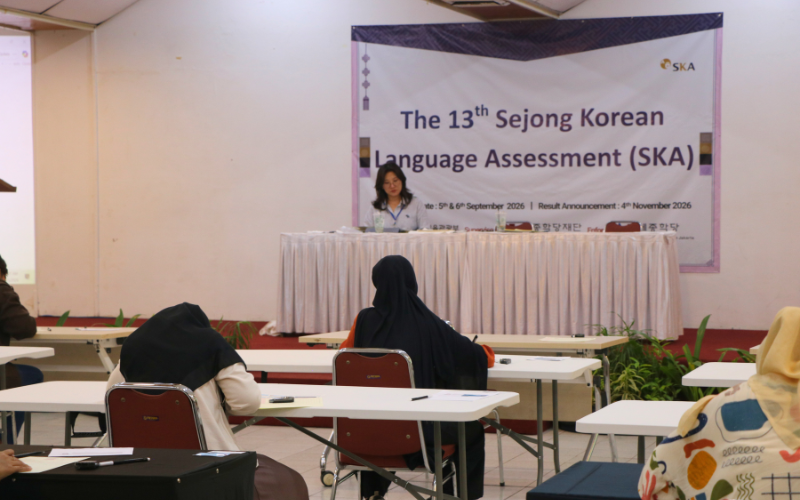Potret Sejong Korean Language Assessment (SKA) ke-13 diselenggarakan oleh King Sejong Institute Jakarta pada tanggal 5 September 2026 di Universitas Katolik Atma Jaya, Jakarta. 