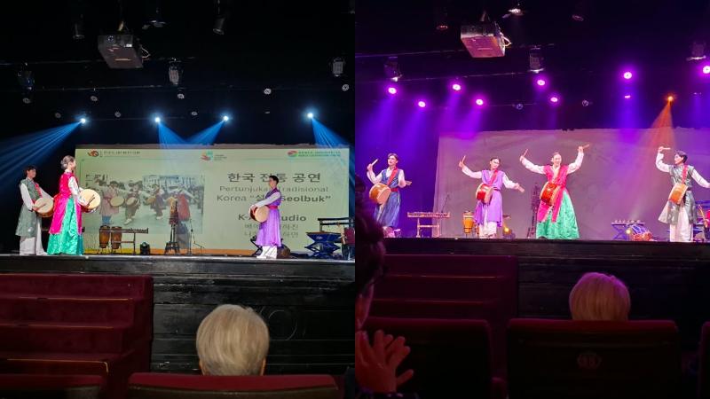 Seniman Korea dari K-Art Studio membawakan pertunjukan seolbuk pada Penganugerahan Penghargaan Sastra IKCS 2026 tanggal 19 September 2026 di Gedung Kesenian Jakarta. 